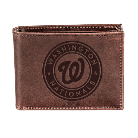Washington Nationals Bi - Fold Wallet Brown 100% Genuine Leather - EG Collective - 801946415275