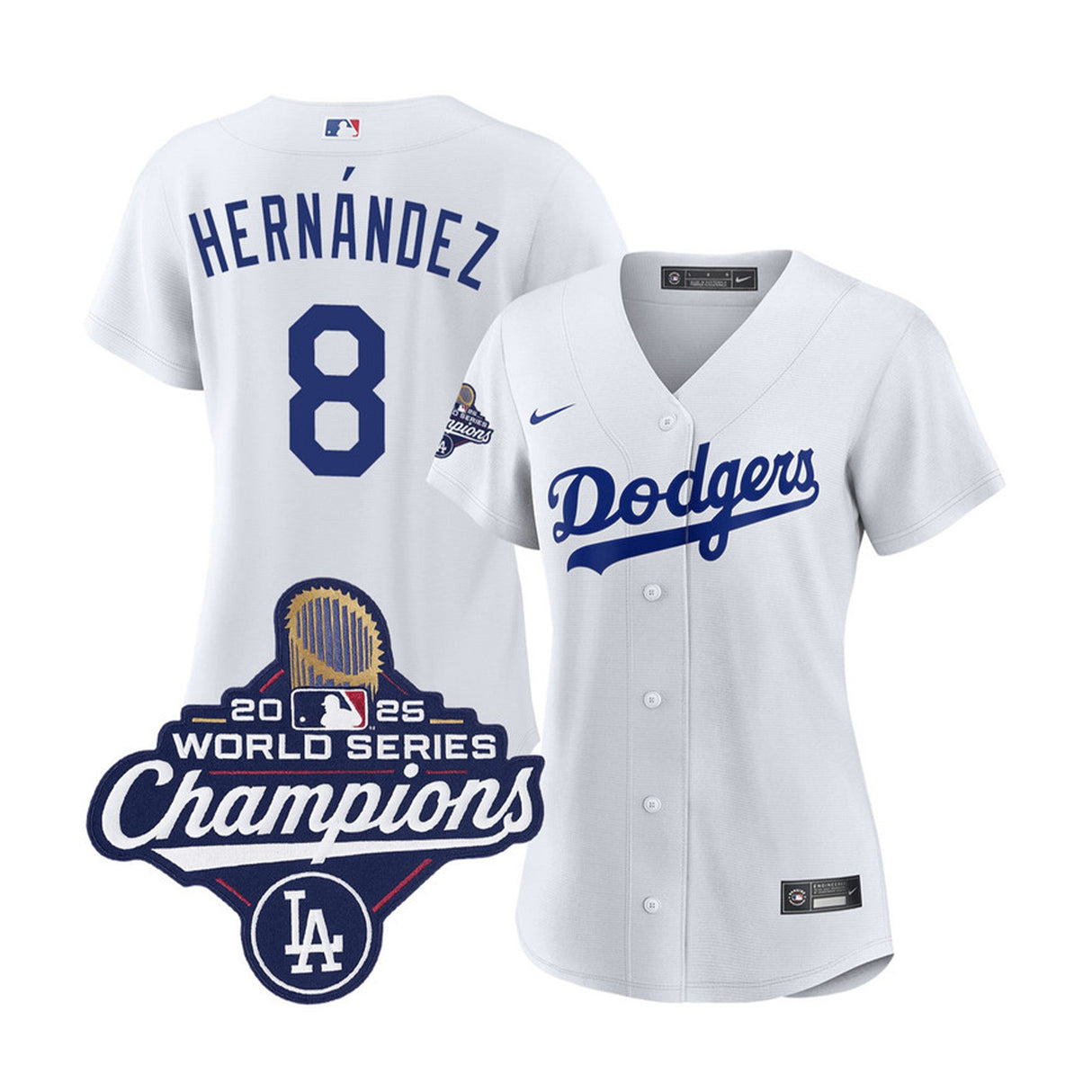 Women's Los Angeles Dodgers Enrique Hernández 2025 World Series Champions White Nike® Replica Jersey - Nike - 312209411201