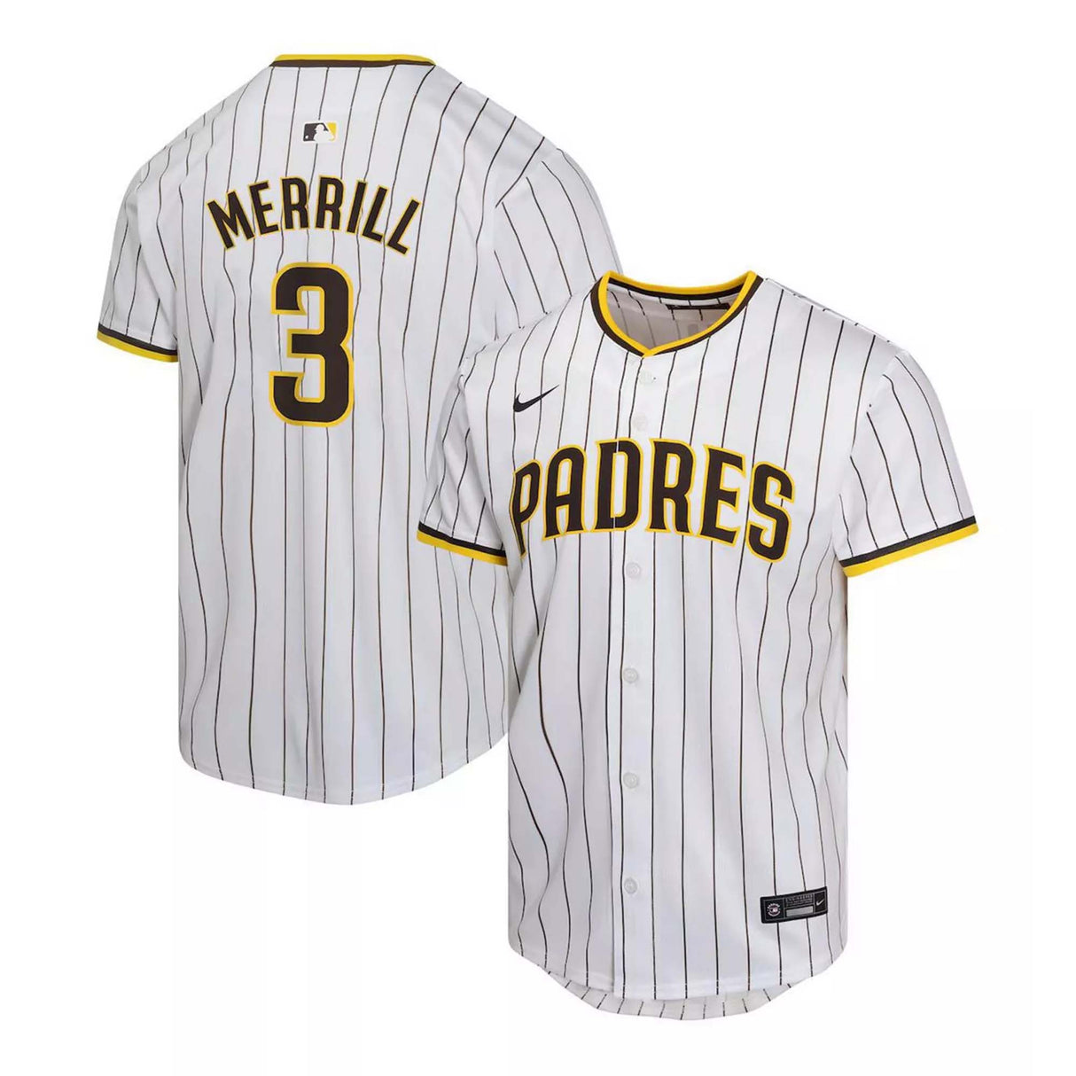 Youth Jackson Merrill San Diego Padres White Nike Home Pinstripe Jersey - Nike - 24140141957