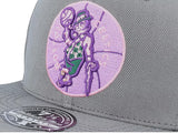 Gray and lavender Boston Celtics 20th Anniversary fitted hat featuring an embroidered logo of the team's mascot.