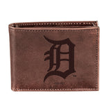 Detroit Tigers Bi-Fold Wallet Brown 100% Genuine Leather