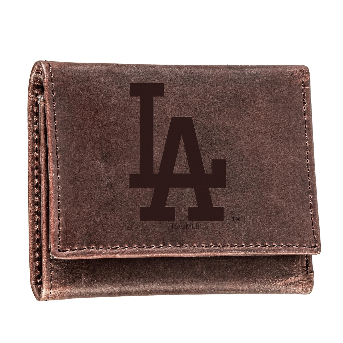 Los Angeles Dodgers Tri-Fold Wallet Brown 100% Genuine Leather
