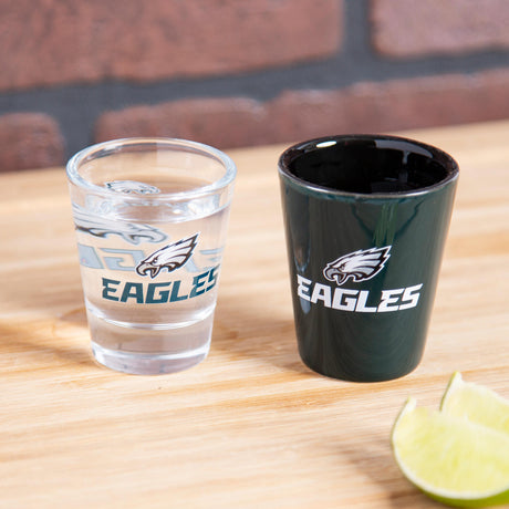 Philadelphia Eagles 4-Piece Ceramic and Glass 2oz. Shot Glass Set