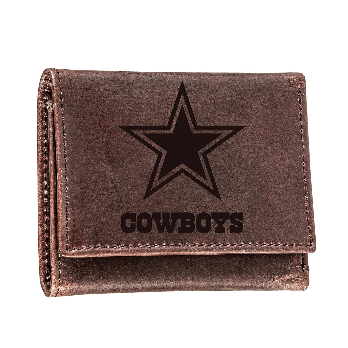 Dallas Cowboys, Tri-Fold Wallet, Brown, CH, 100% Genuine Leather