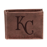 Kansas City Royals Bi-Fold Wallet Brown 100% Genuine Leather