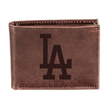 Los Angeles Dodgers Bi-Fold Wallet Brown 100% Genuine Leather
