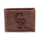 Colorado Rockies Bi-Fold Wallet Brown 100% Genuine Leather