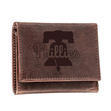 Philadelphia Phillies Tri-Fold Wallet Brown 100% Genuine Leather