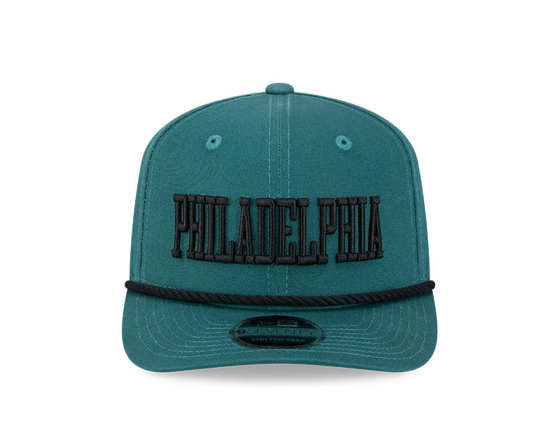 Philadelphia Eagles Wordmark Green 9SEVENTY Rope Stretch-Snap Hat