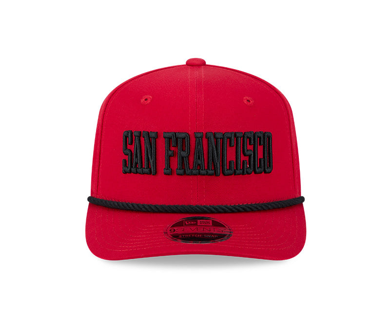San Francisco 49ers Wordmark Red 9SEVENTY Rope Snapback Hat