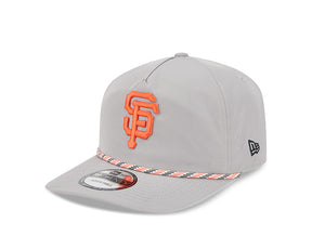 San Francisco Giants gray and orange New Era 19TWENTY rope snapback cap with embroidered logo and striped brim.