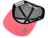 San Antonio Spurs gray and pink HWC snapback cap featuring a flat brim and adjustable strap for a stylish fit.