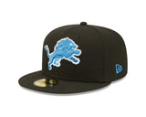 Detroit Lions Basic Black & Team Color New Era 59FIFTY Fitted Hat