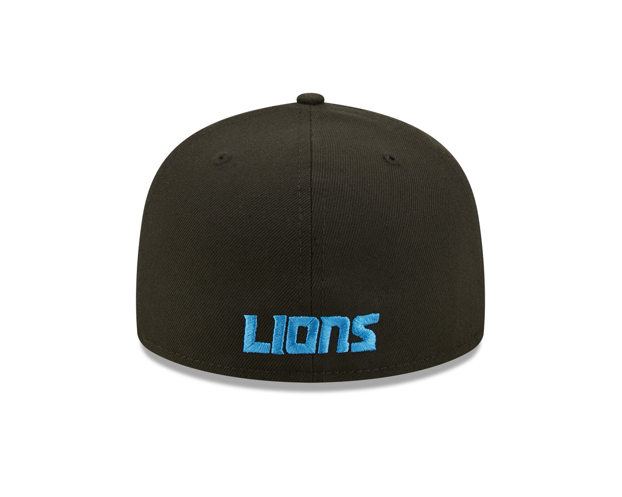 Detroit Lions Basic Black & Team Color New Era 59FIFTY Fitted Hat