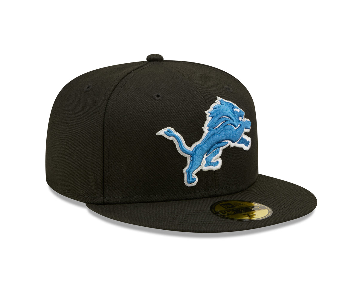 Detroit Lions Basic Black & Team Color New Era 59FIFTY Fitted Hat