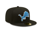 Detroit Lions Basic Black & Team Color New Era 59FIFTY Fitted Hat