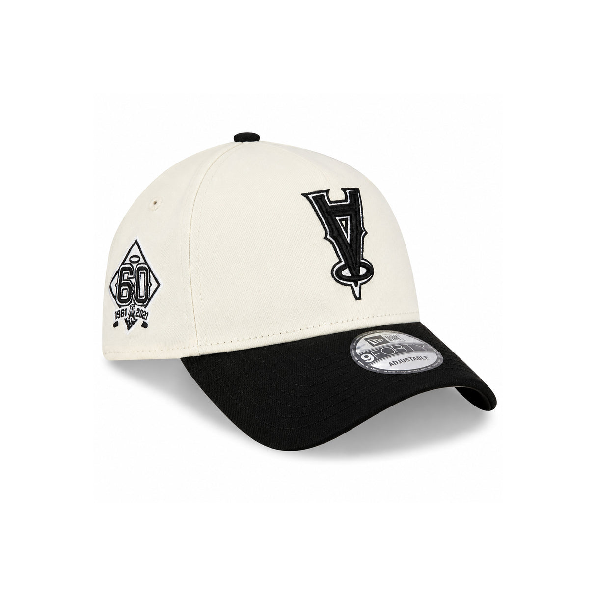 Los Angeles Angels Upside Down Logo 60th Anniversary Chrome Black 9FORTY A-Frame Snapback Hat