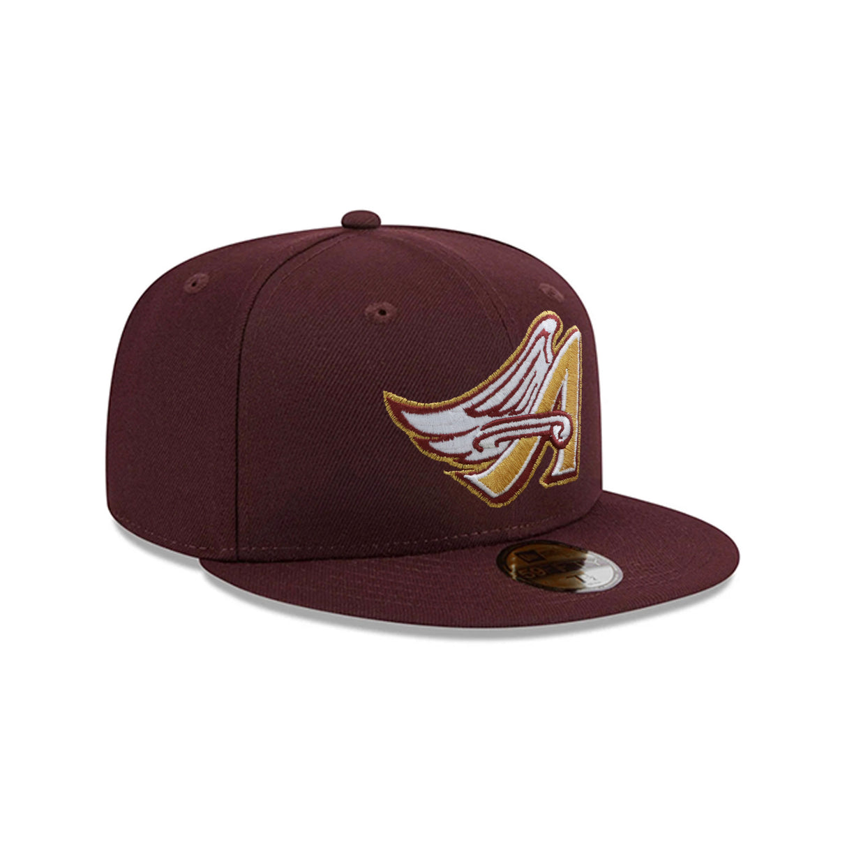 Anaheim Angels Cooperstown Collection Metallic Gold Logo Maroon 59FIFTY Fitted Hat