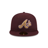 Atlanta Braves Metallic Cooperstown Collection Gold Logo Maroon 59FIFTY Fitted Hat