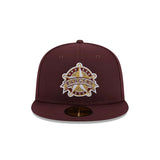 Texas Rangers Cooperstown Collection Metallic Gold Logo Maroon 59FIFTY Fitted Hat