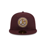 Oakland Athletics Metallic Gold Logo Maroon 59FIFTY Fitted Hat