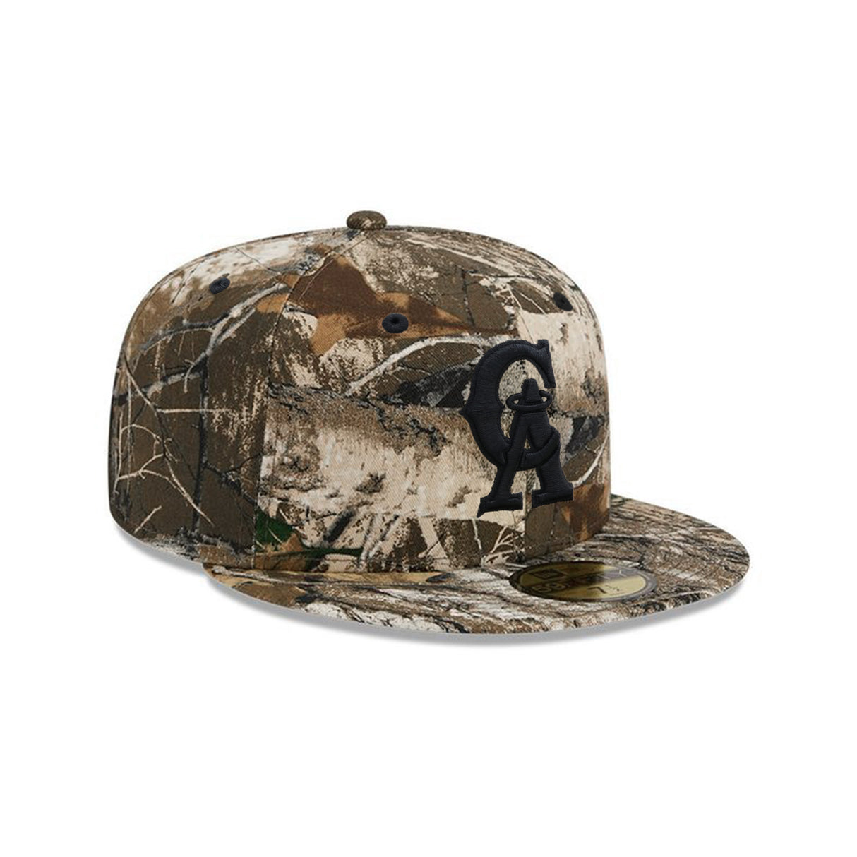 California Angels Cooperstown Collection Realtree APX Black Logo 59FIFTY Fitted Hat