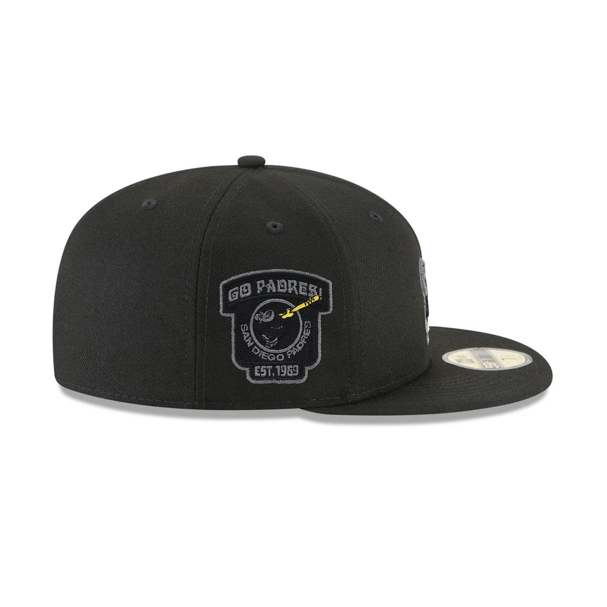 San Diego Padres Swinging Friar Go Padres Side Patch Black 59FIFTY Fitted Hat