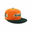 Houston Astros 35th Anniversary orange fitted cap featuring a green cord brim and embroidered logo.