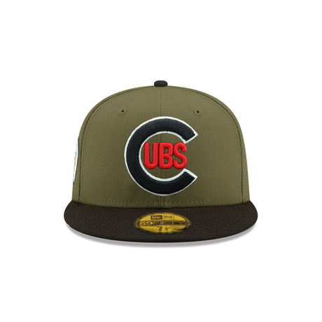 Chicago Cubs Mascot Side Patch Olive & Black 59FIFTY Fitted Hat