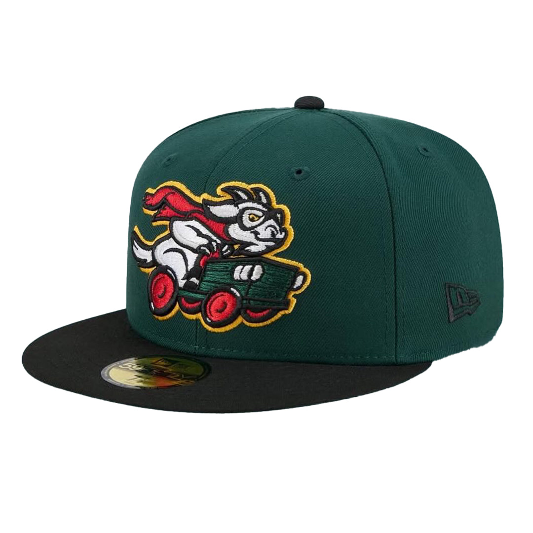 Hickory Crawdads " Goat-Carts" Theme Night 59FIFTY Fitted Hat - Green & Black