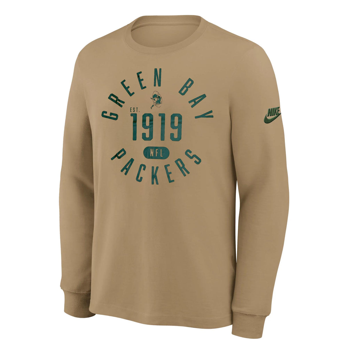 Nike® Dri-Fit Green Bay Packers Parachute Beige Rewind Long Sleeve Tee
