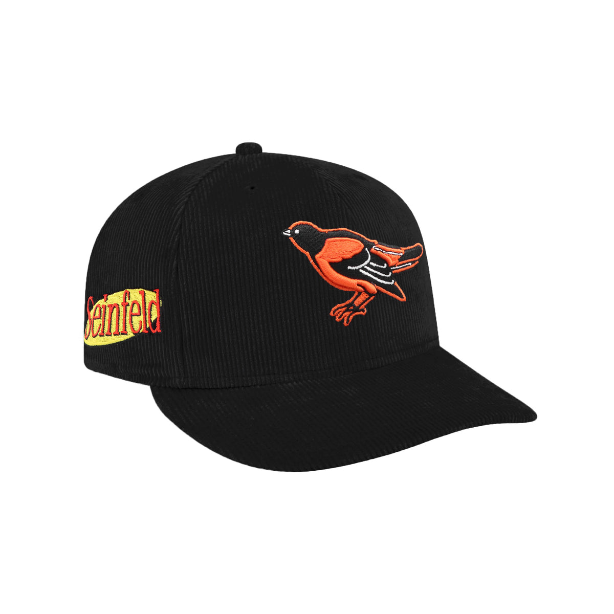Baltimore Orioles Seinfeld Black Corduroy 59FIFTY Pre-Curved Fitted Hat