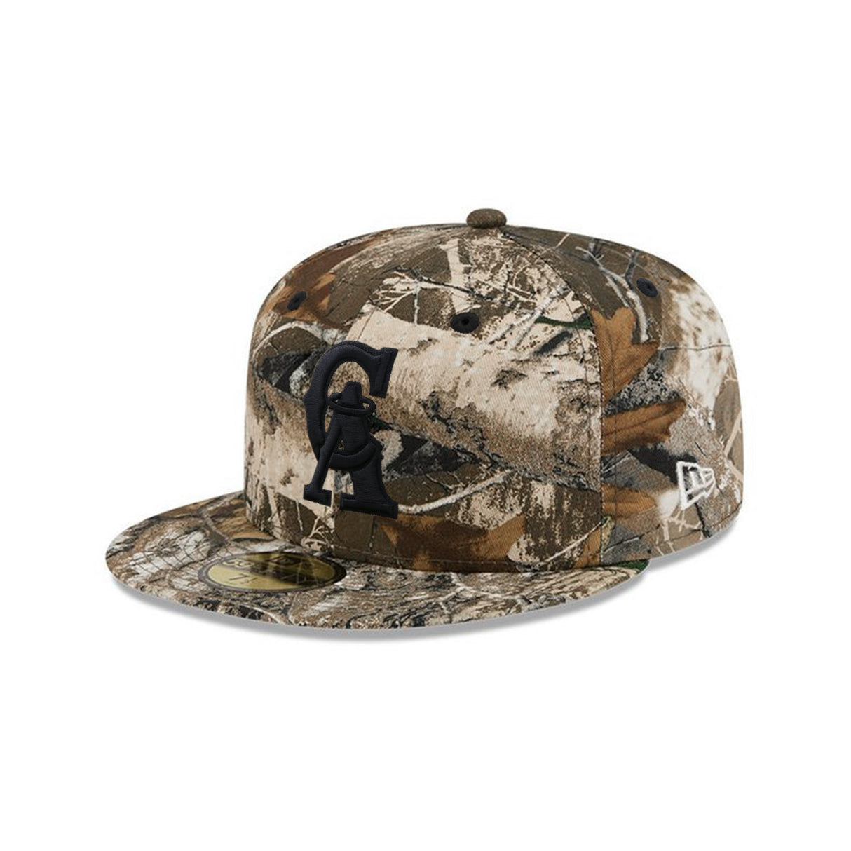 California Angels Cooperstown Collection Realtree APX Black Logo 59FIFTY Fitted Hat