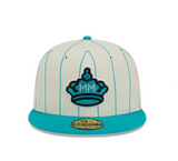 Miami Marlins Cream & Teal Pinstripe 59FIFTY Fitted Hat