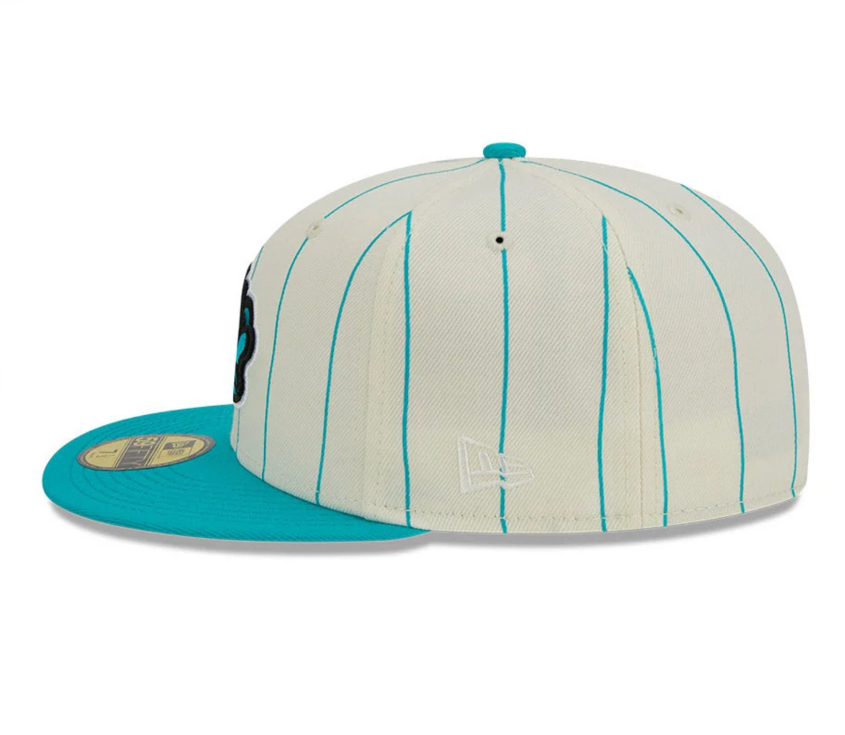 Miami Marlins Cream & Teal Pinstripe 59FIFTY Fitted Hat