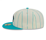Miami Marlins Cream & Teal Pinstripe 59FIFTY Fitted Hat
