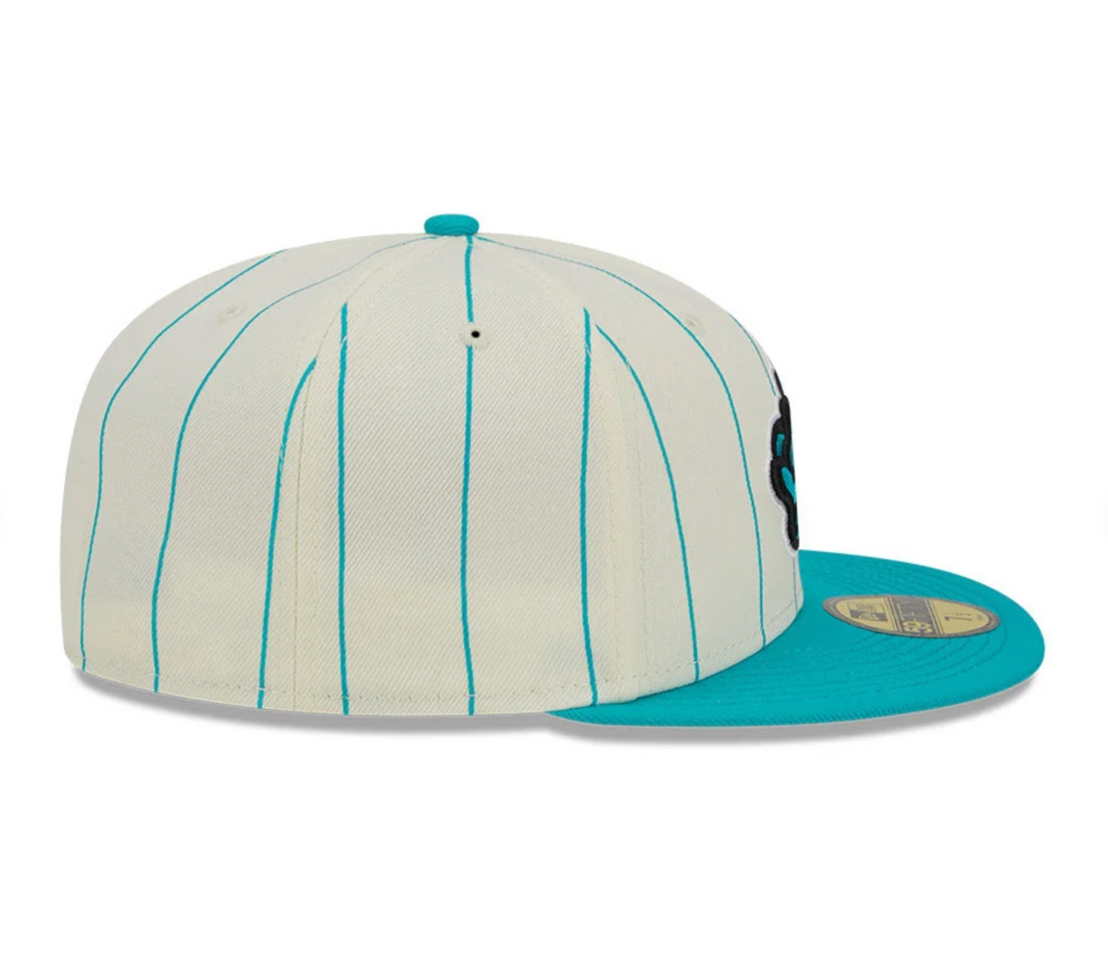 Miami Marlins Cream & Teal Pinstripe 59FIFTY Fitted Hat