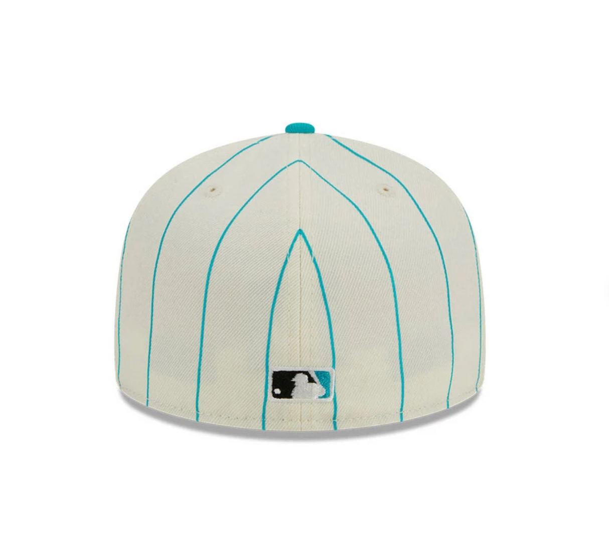 Miami Marlins Cream & Teal Pinstripe 59FIFTY Fitted Hat