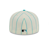 Miami Marlins Cream & Teal Pinstripe 59FIFTY Fitted Hat
