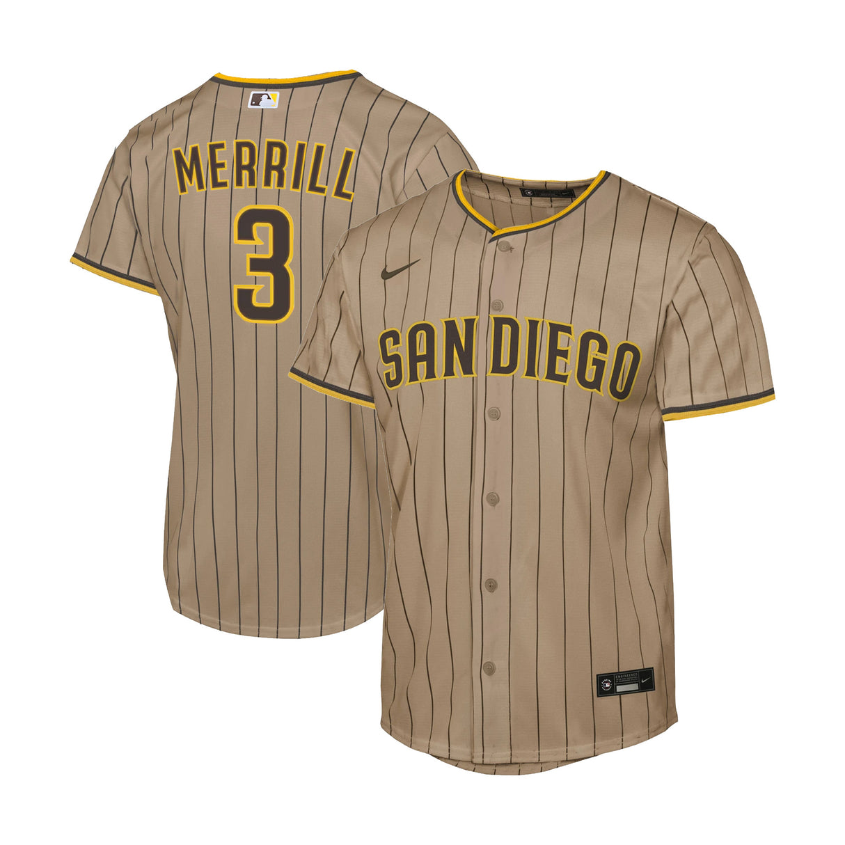 Youth San Diego Padres Jackson Merrill Sand Alternate Replica Jersey
