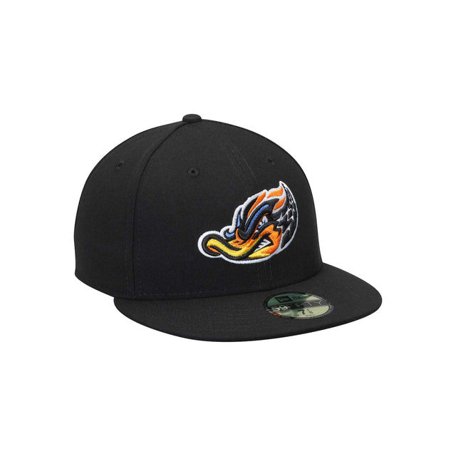 Akron RubberDucks Black Fiery Duck Logo Fitted Hat - New Era - 