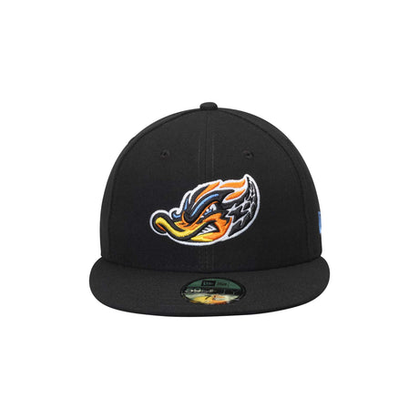 Akron RubberDucks Black Fiery Duck Logo Fitted Hat - New Era - 