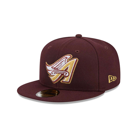 Anaheim Angels Cooperstown Collection Metallic Gold Logo Maroon 59FIFTY Fitted Hat - New Era - 23863840212