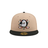 Anaheim Ducks Beige & Black 59FIFTY Fitted Hat - New Era - 
