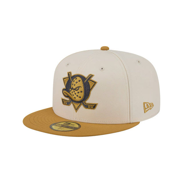 Anaheim Ducks Two - ToneCream Gold 59FIFTY Fitted Hat - New Era - 230510231101