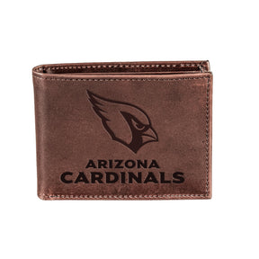 Arizona Cardinals, Bi-Fold Wallet, Brown, CH, 100% Genuine Leather - EG Collective - 808412079887