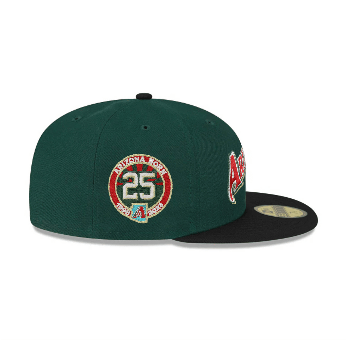 Arizona Diamondbacks 25th Anniversary Side Patch Green & Black 59FIFTY Fitted Hat - New Era - 23336441001