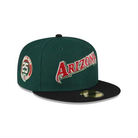 Arizona Diamondbacks 25th Anniversary Side Patch Green & Black 59FIFTY Fitted Hat - New Era - 23336441001