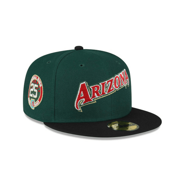 Arizona Diamondbacks 25th Anniversary Side Patch Green & Black 59FIFTY Fitted Hat - New Era - 23336441001