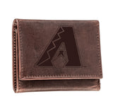 Arizona Diamondbacks Tri-Fold Wallet Brown 100% Genuine Leather - EG Collective - 801946415916